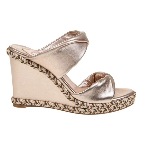 AQUAZZURA Twist Double Band Espadrille Platform Wedge Sandal Copper 7.5US 38IT